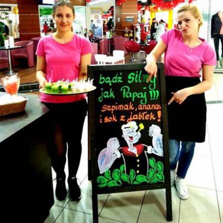 Potykacz dla sieci pijalni soków OWOCOWY RAJ Wrocław 