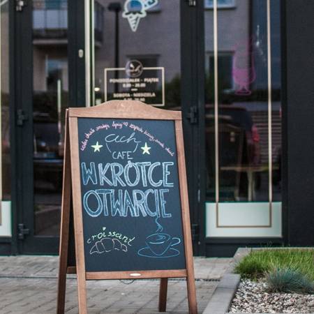 Potykacz reklamowy dla kawiarni ACH CAFFE Warszawa