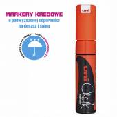 POMARAŃCZOWY MARKER KREDOWY PISAK DO POTYKACZY I TABLIC WODOODPORNYCH ORAZ SZKŁA UNI CHALK 8 mm o podwyższonej odporności na działanie deszczu i śniegu