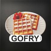 NALEPKA MENU wielokrotnego użytku na potykacze i tablice kredowe - GOFRY z cukrem