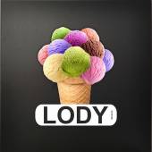 NALEPKA MENU wielokrotnego użytku na potykacze i tablice kredowe - LODY gałki