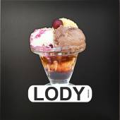 NALEPKA MENU wielokrotnego użytku na potykacze i tablice kredowe - LODY pucharek