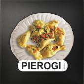 NALEPKA MENU wielokrotnego użytku na potykacze i tablice kredowe - PIEROGI