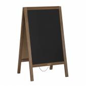 Potykacz drewniany XS 90×51 cm – dwustronna czarna tablica kredowa na stojaku A-board z łańcuszkiem