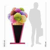 Jednostronny - wodoodporny potykacz drewniany z tablicą kredową LODY GAŁKOWE - 148,5x83cm rama różowa