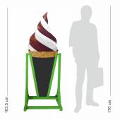 Dwustronny - wodoodporny potykacz drewniany z tablicą kredową LODY WŁOSKIE - 169x62cm rama zielona