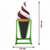 Dwustronny - wodoodporny potykacz drewniany z tablicą kredową LODY WŁOSKIE - 169x62cm rama zielona