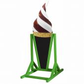 Dwustronny - wodoodporny potykacz drewniany z tablicą kredową LODY WŁOSKIE - 169x62cm rama zielona