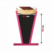 Jednostronny - wodoodporny potykacz drewniany z tablicą kredową LODY WŁOSKIE - 152x60cm rama różowa