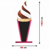 Jednostronny - wodoodporny potykacz drewniany z tablicą kredową LODY WŁOSKIE - 152x60cm rama różowa