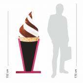 Jednostronny - wodoodporny potykacz drewniany z tablicą kredową LODY WŁOSKIE - 152x60cm rama różowa