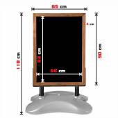 WODOODPORNY DREWNIANY POTYKACZ NA PODSTAWIE WATERBASE - kolor ramy tablicy kredowej brązowy 118x65cm 