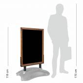 WODOODPORNY DREWNIANY POTYKACZ NA PODSTAWIE WATERBASE - kolor ramy tablicy kredowej brązowy 118x65cm 