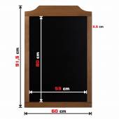 BARDZO DUŻA TABLICA KREDOWA w drewnianej ramie do zawieszenia w pionie - falista listwa górna z możliwością wygrawerowania logo 60x91,5 cm