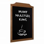 BARDZO DUŻA TABLICA KREDOWA w drewnianej ramie do zawieszenia w pionie - falista listwa górna z możliwością wygrawerowania logo 60x91,5 cm