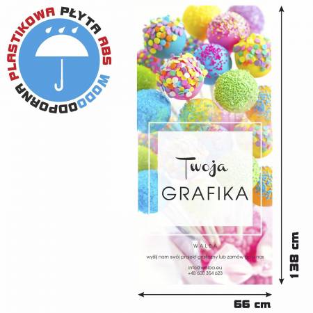 DUŻA WODOODPORNA TABLICA REKLAMOWA Z PLASTIKOWEJ PŁYTY ABS z nadrukiem TWOJEJ GRAFIKI - 138 cm x 66 cm